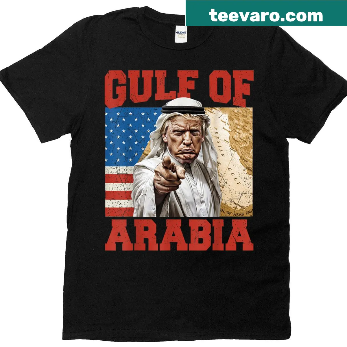 Vintage-style T-shirt featuring the Arabian Gulf with fun text — on a men's t-shirt