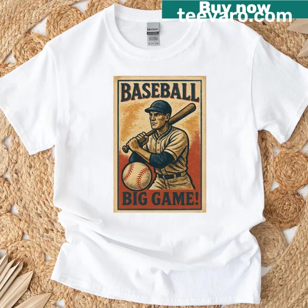 Vintage Baseball Player T-shirt with retro artwork design