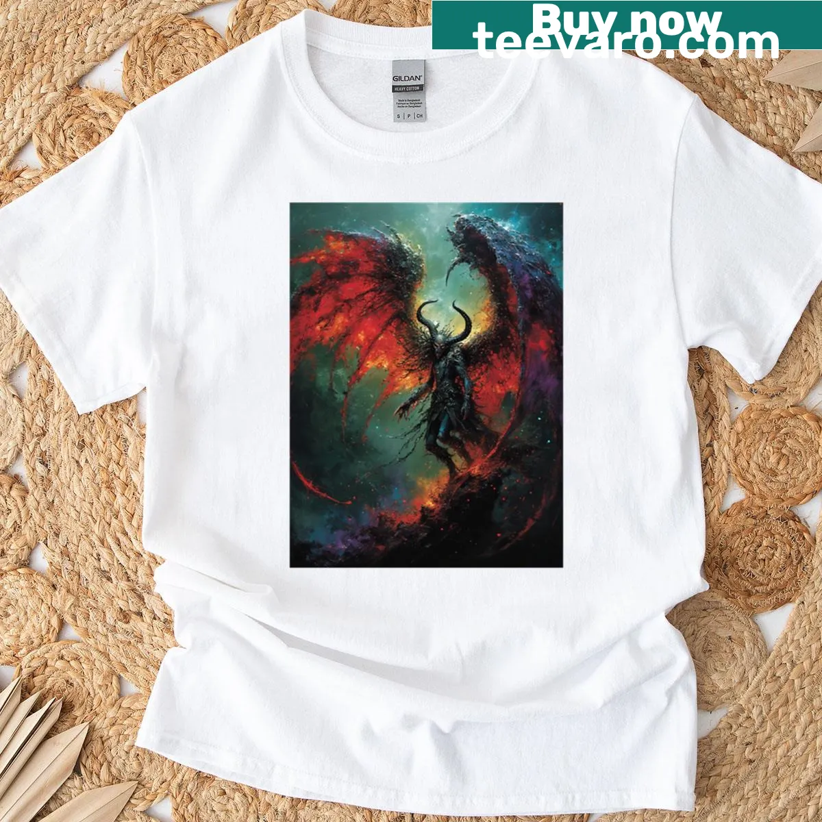 Vintage heavy metal art t-shirt with bold graphic and distressed finish — on a men's t-shirt