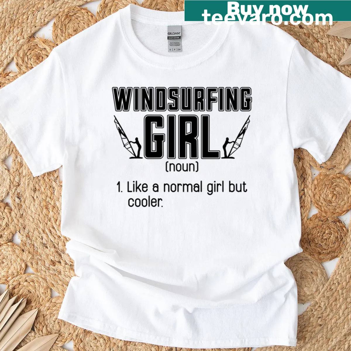 Funny windsurfing-themed T-shirt with humorous text for women. — on a men's t-shirt