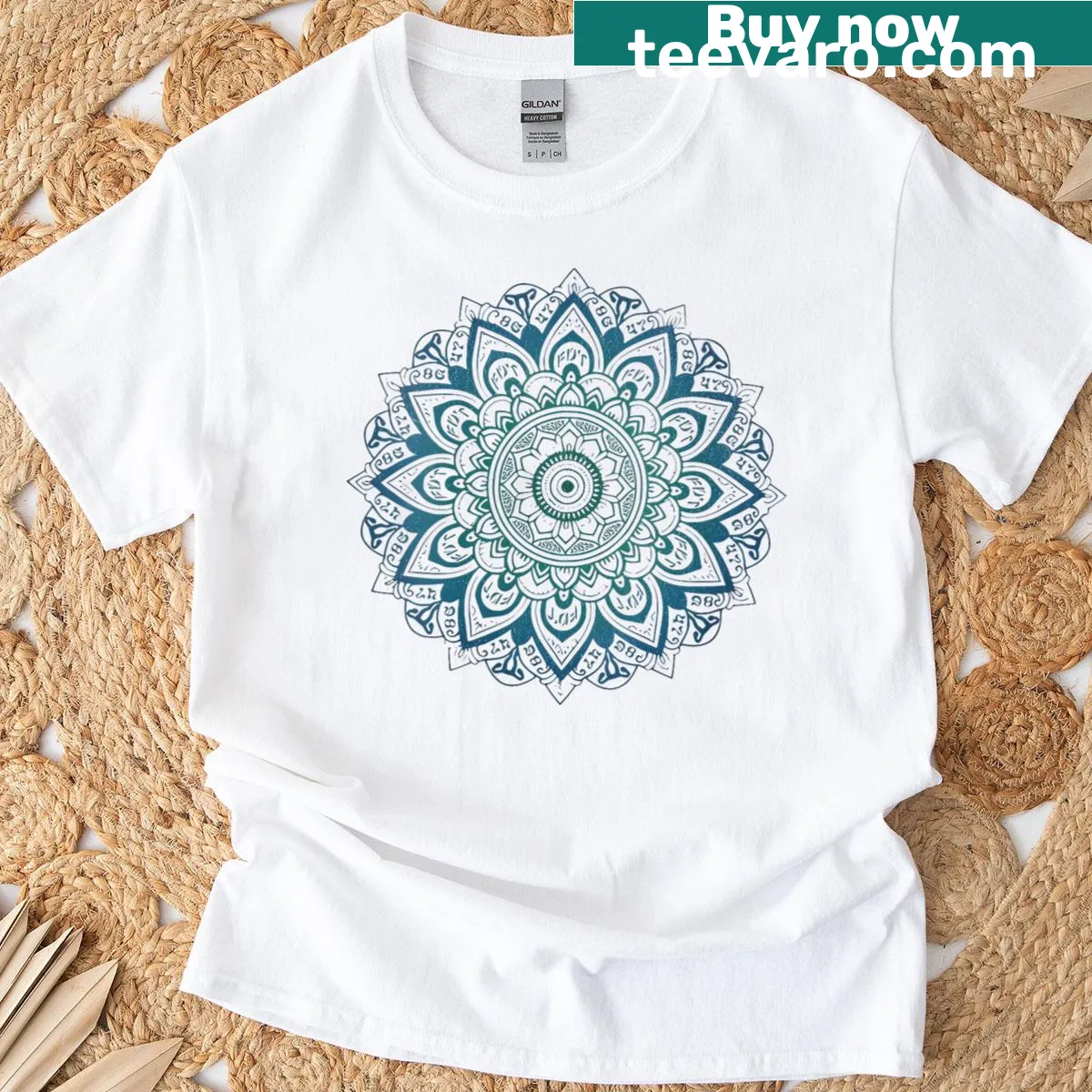 T-shirt with elegant mandala design for women — on a men's t-shirt