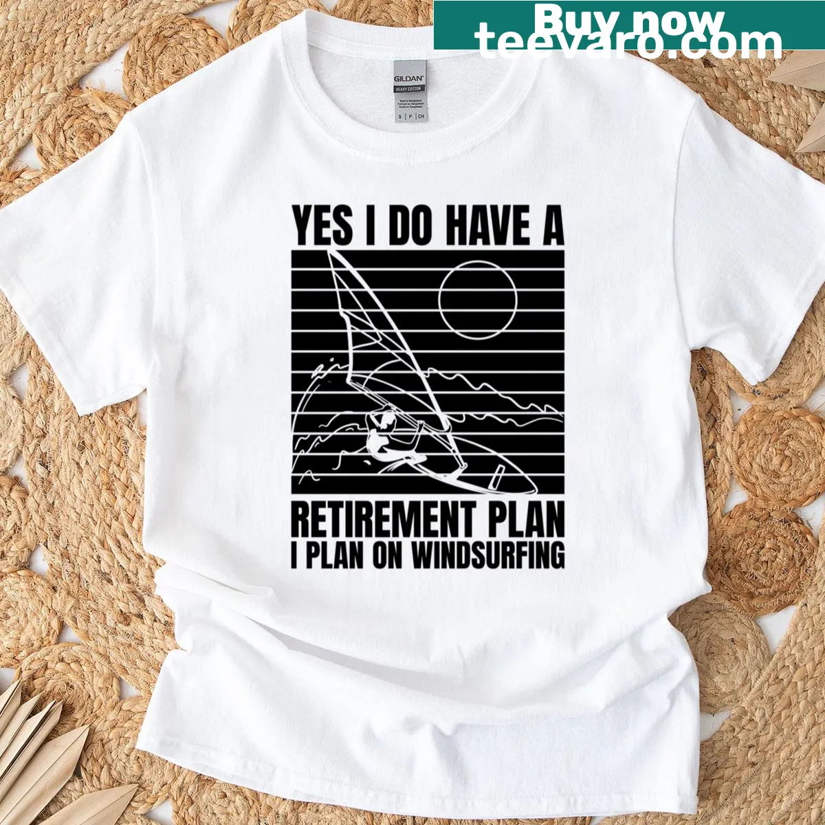 T-shirt with 'Yes I Do Have A Retirement Surfing' playful text — on a men's t-shirt