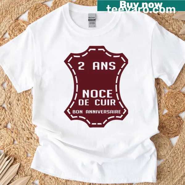 Anniversary T-shirt with leather-themed graphic design