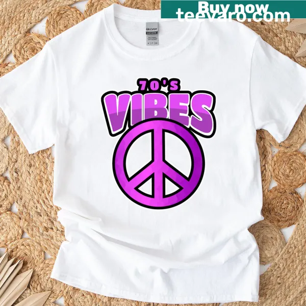 Retro 70s purple peace symbol t-shirt design