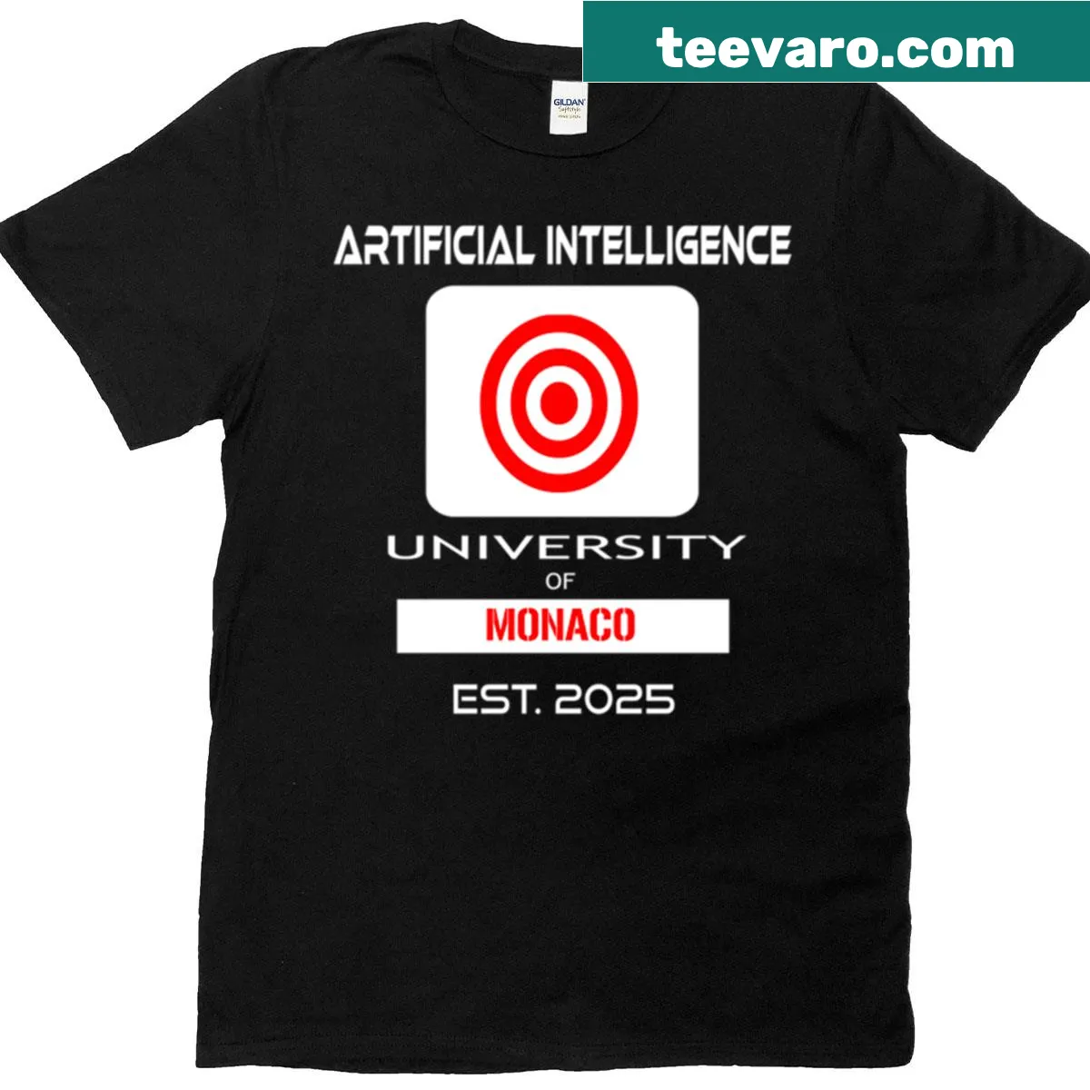 University of Monaco oversized t-shirt with bold text — on a men's t-shirt