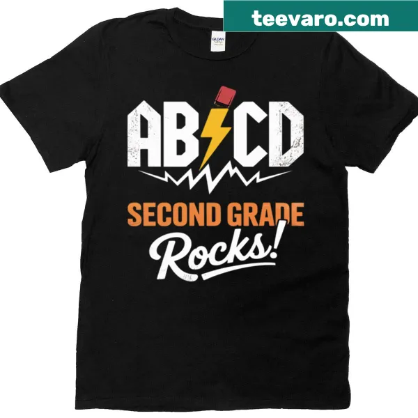 Kids T-shirt with 'Second Grade Rocks' text design for young students