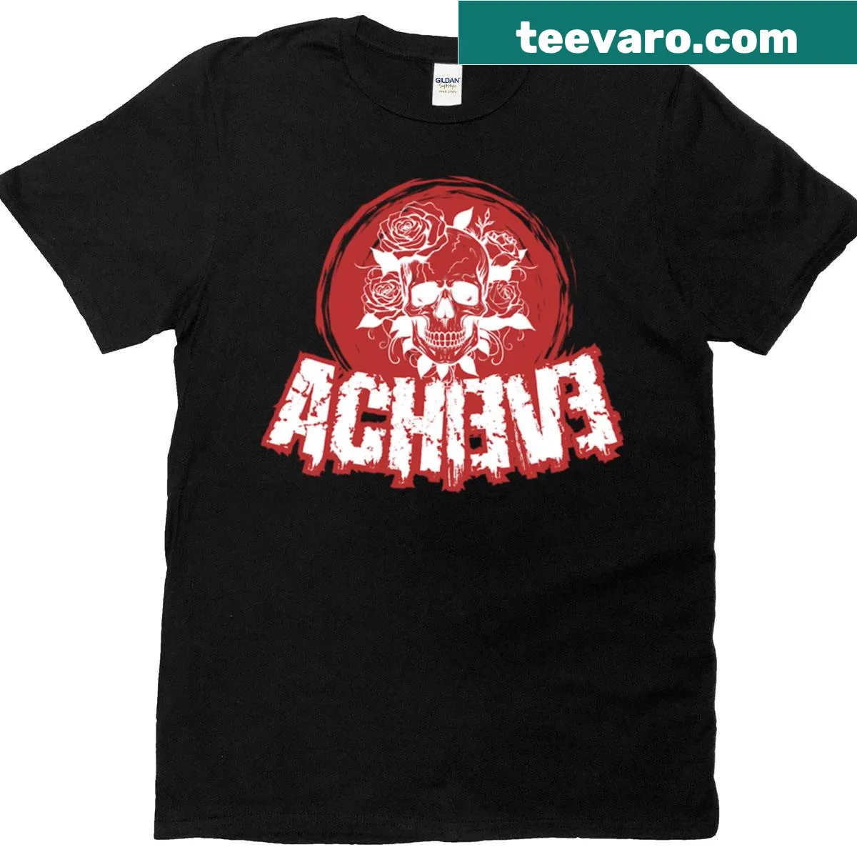 Oversized T-shirt featuring a skull graphic and 'Achieve' text — on a men's t-shirt