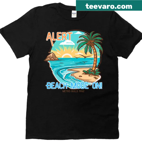 Oversized t-shirt with 'Alert - Beach Mode On' text
