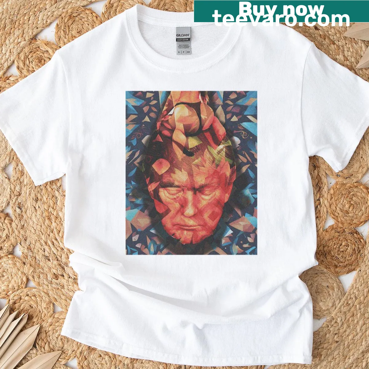 Psychedelic graphic T-shirt celebrating American culture — on a men's t-shirt