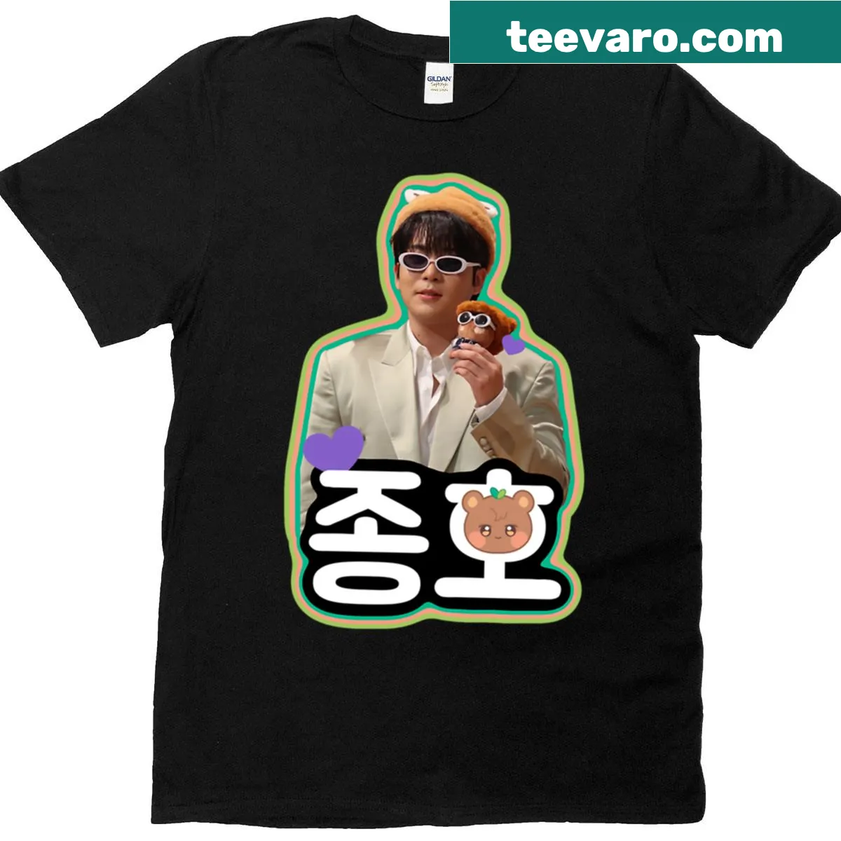 Illustrated design of ATEEZ’s Jongho on a T-shirt — on a men's t-shirt