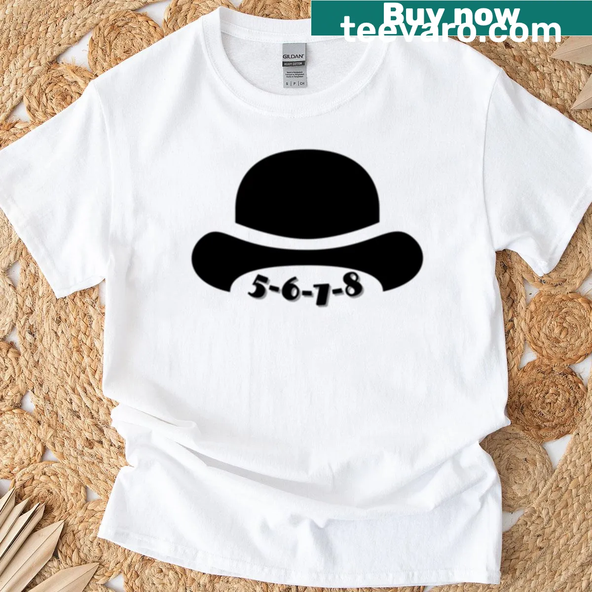 T-shirt with '5-6-7-8' text celebrating musical theater dance — on a men's t-shirt