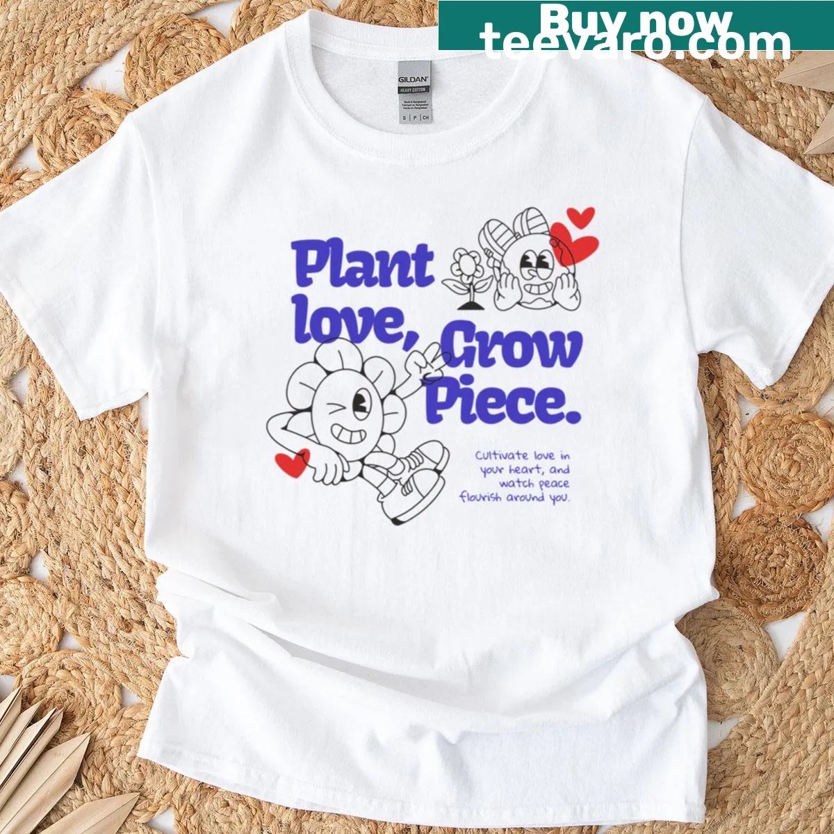Oversized t-shirt with doodle illustrations of plants. — on a men's t-shirt