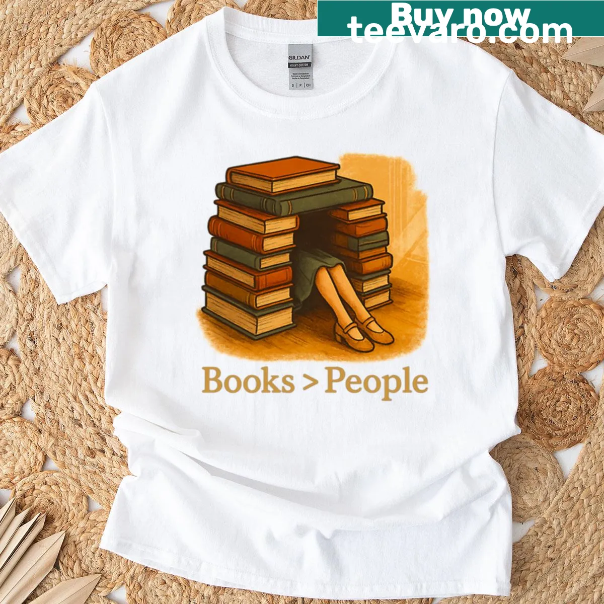 Typographic design saying 'Books People' on a black t-shirt — on a men's t-shirt