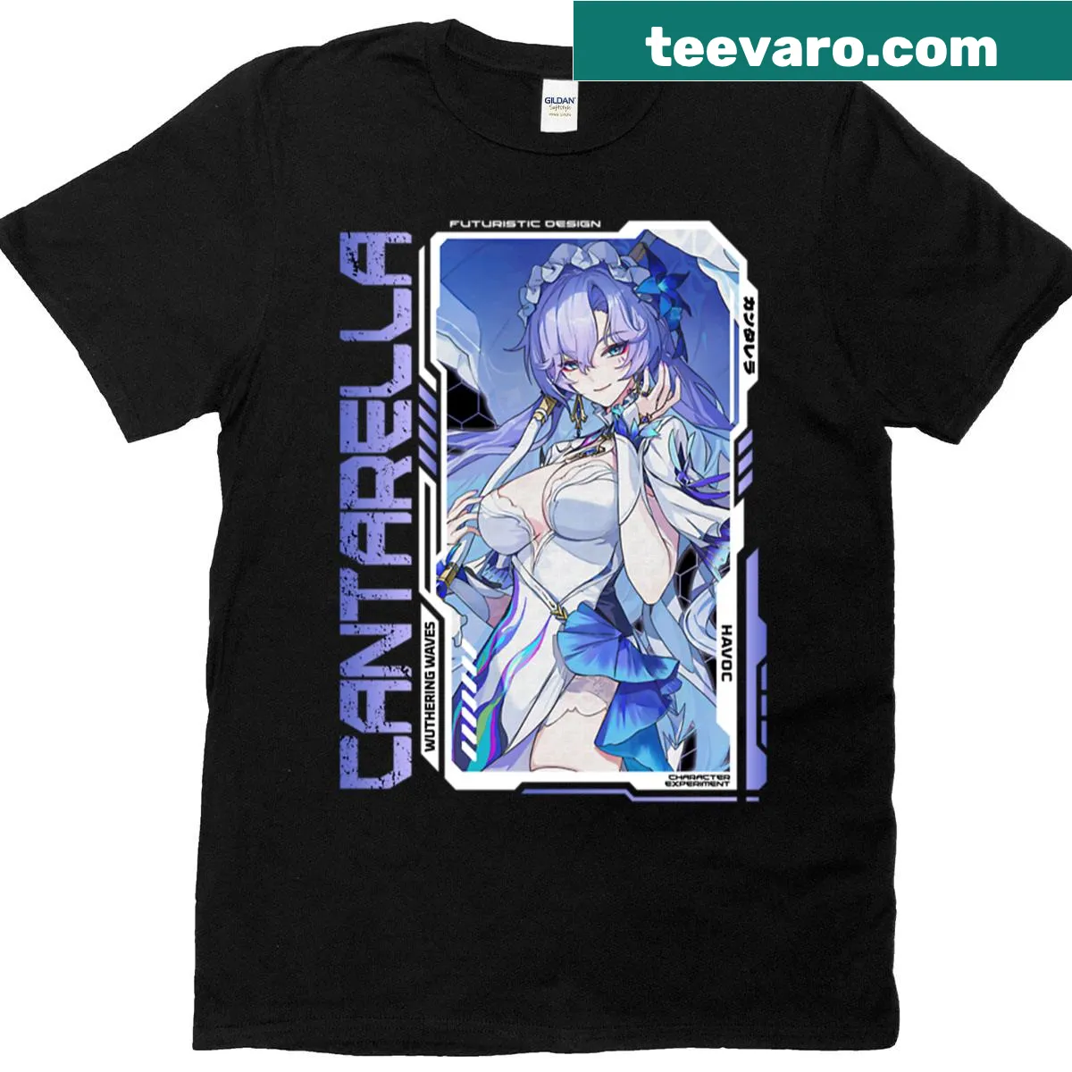 Fantasy-themed t-shirt featuring Wuthering Waves illustration — on a men's t-shirt