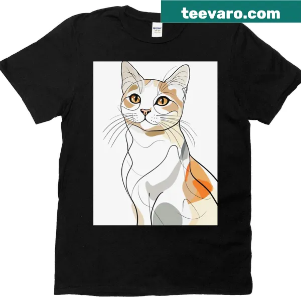 Illustration of a tranquil cat on a t-shirt design