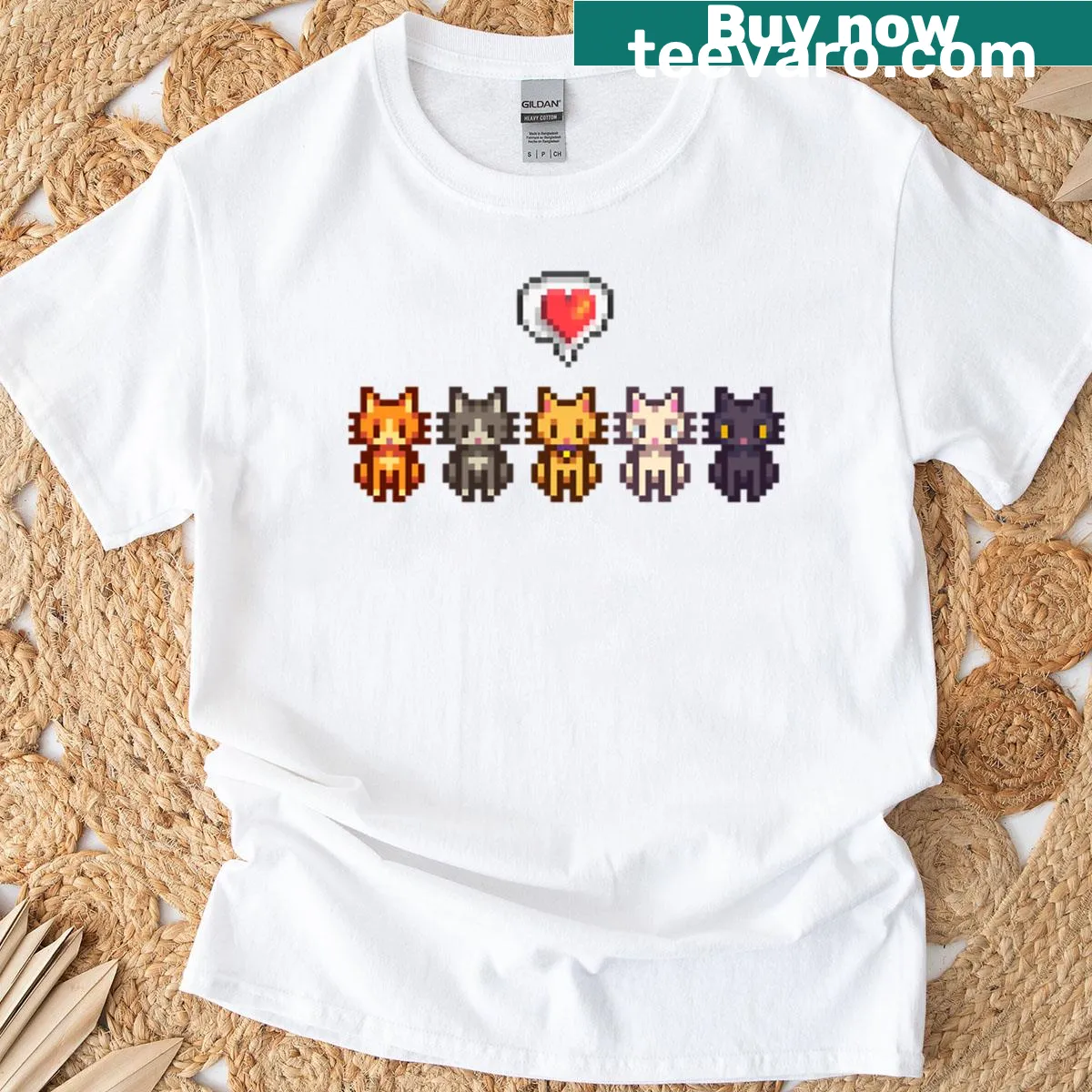 Oversized t-shirt with cat graphic inspired by Stardew Valley — on a men's t-shirt