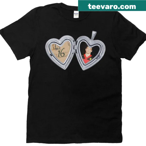 T-shirt featuring a locket print design inspired by Charles Leclerc