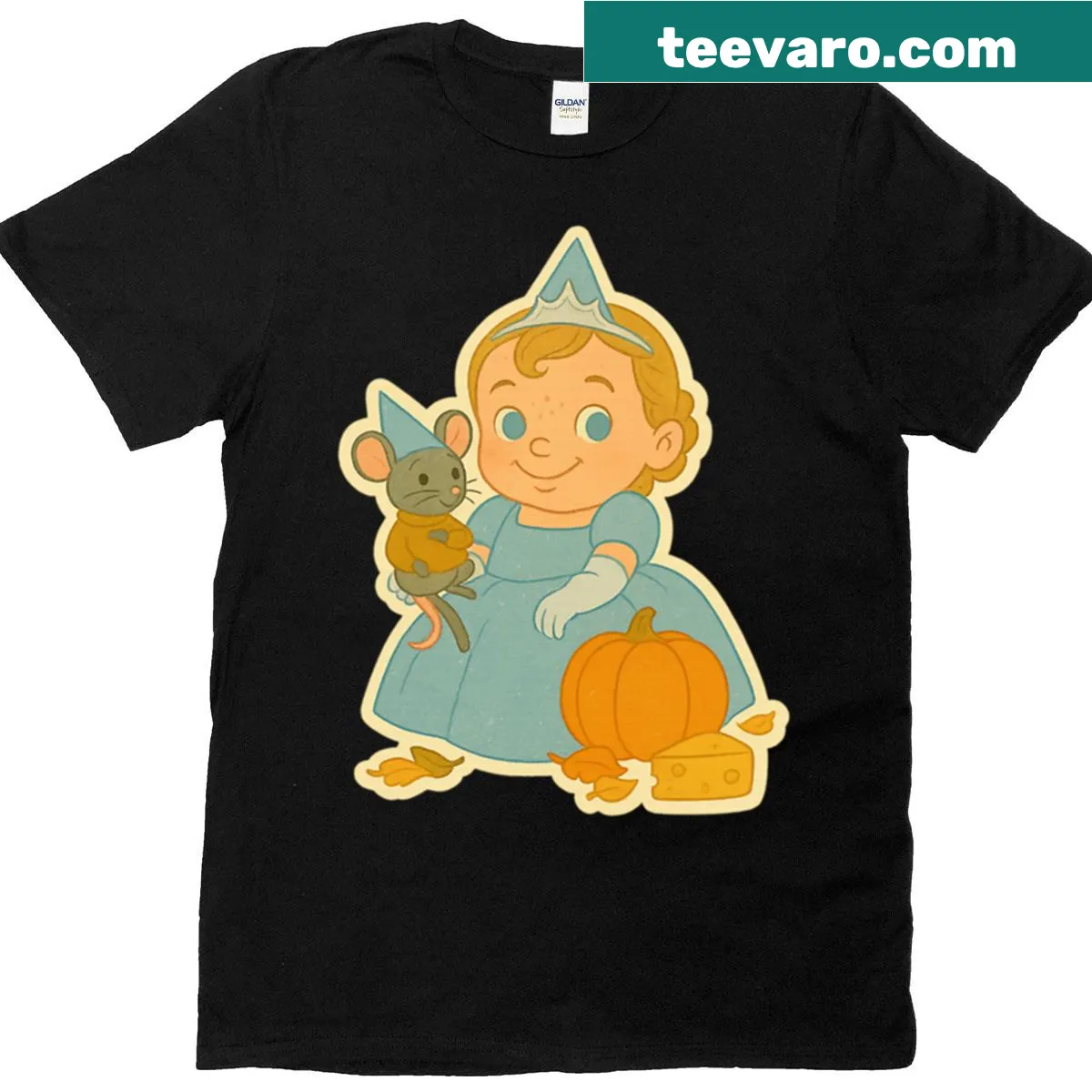 Illustration of Cinder and Gus on an oversized T-shirt — on a men's t-shirt