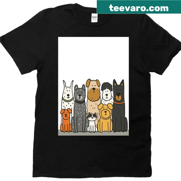 Vector illustration of sitting dogs on a T-shirt