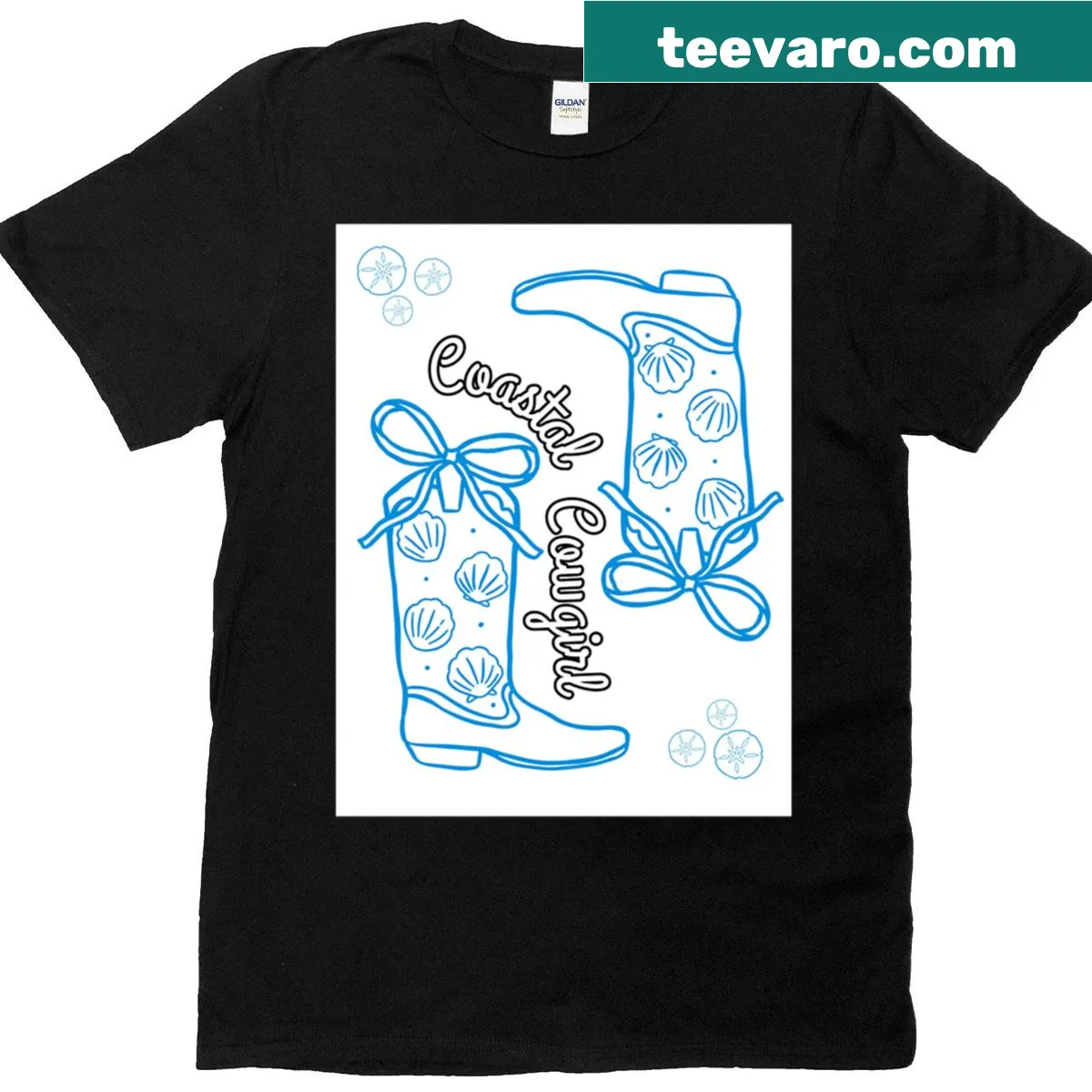 Playful coastal cowgirl design on a T-shirt — on a men's t-shirt