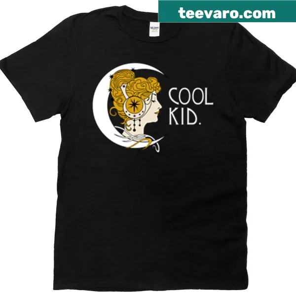 Art Nouveau moon lady illustration on a T-shirt