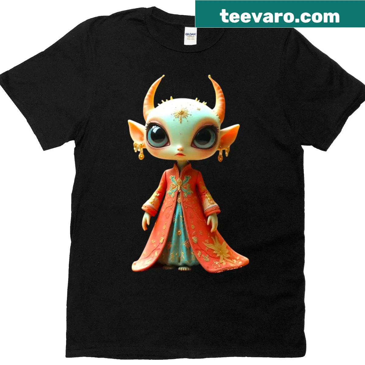 Cute alien illustration on an oversized t-shirt — on a men's t-shirt