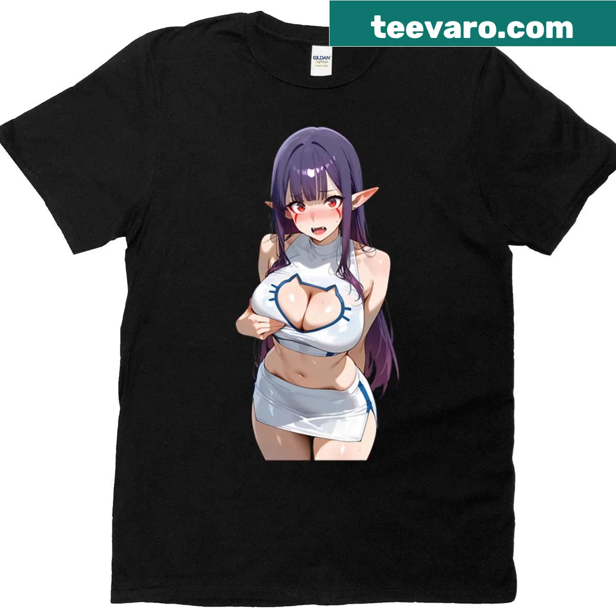 Anime-inspired t-shirt featuring a cute Esil character — on a men's t-shirt