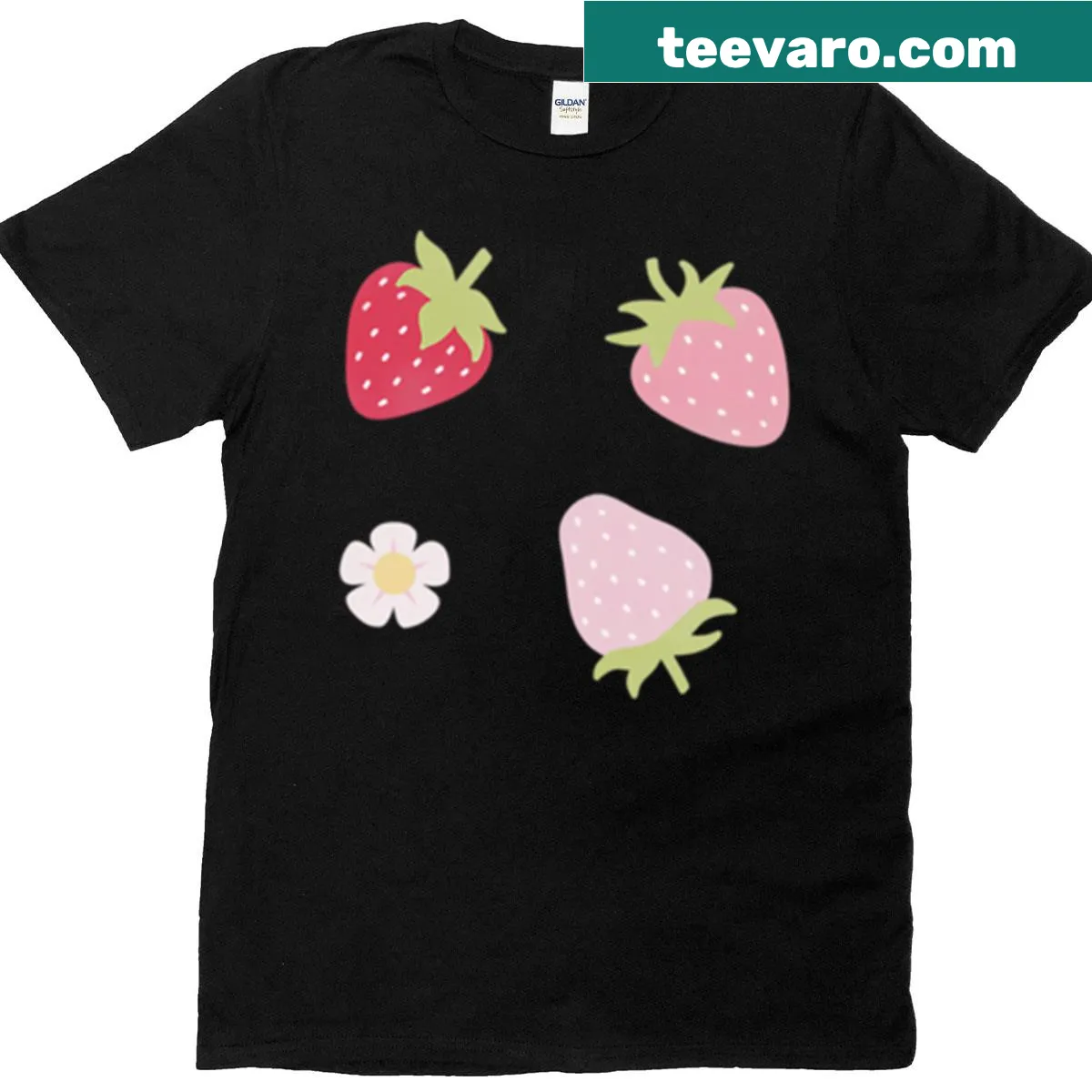 Cute strawberries and flower illustration on a t-shirt — on a men's t-shirt