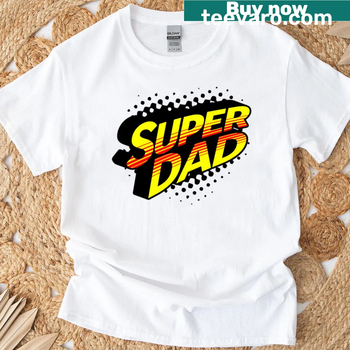 Typography T-shirt saying 'Dad My First Hero' — on a men's t-shirt