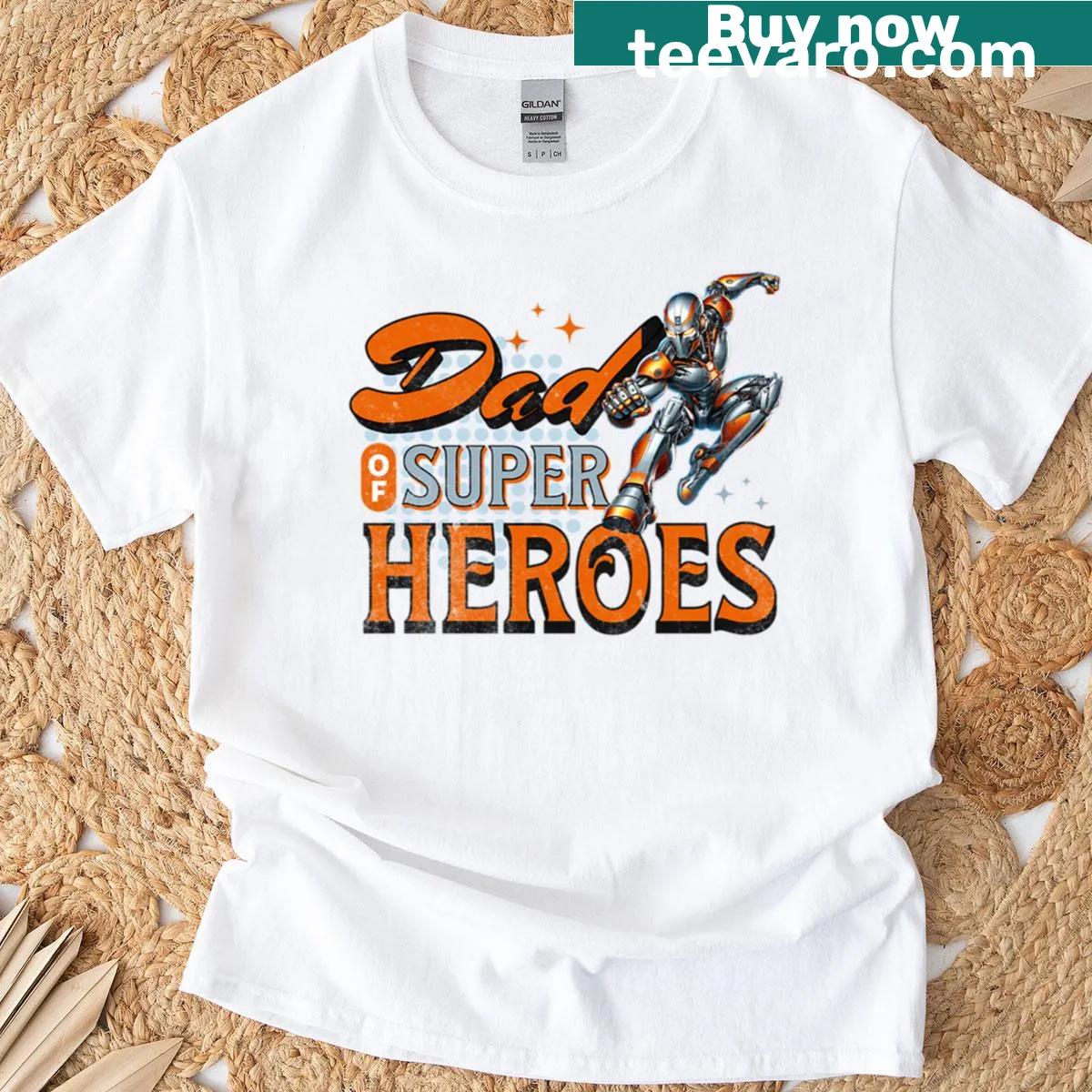 T-shirt with the text 'Dad Of Super Heroes' — on a men's t-shirt