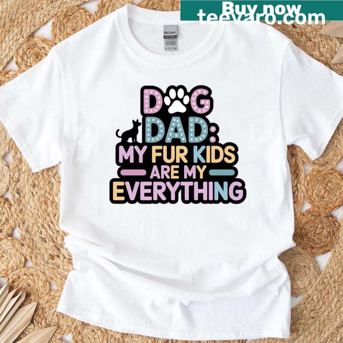 Funny oversized t-shirt for dog dads celebrating their pets — on a men's t-shirt