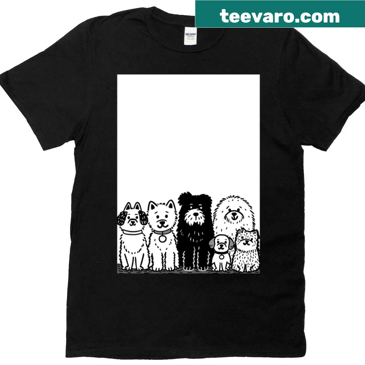 Minimalist dog shapes graphic on a T-shirt — on a men's t-shirt