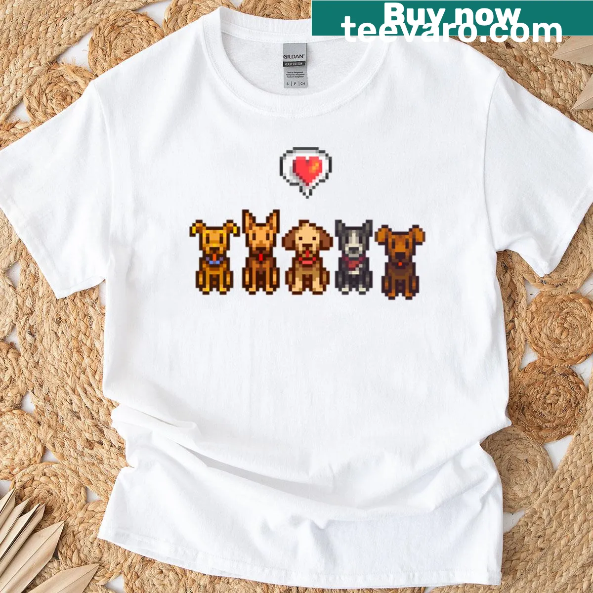 Cartoon dogs inspired by Stardew Valley on a T-shirt — on a men's t-shirt