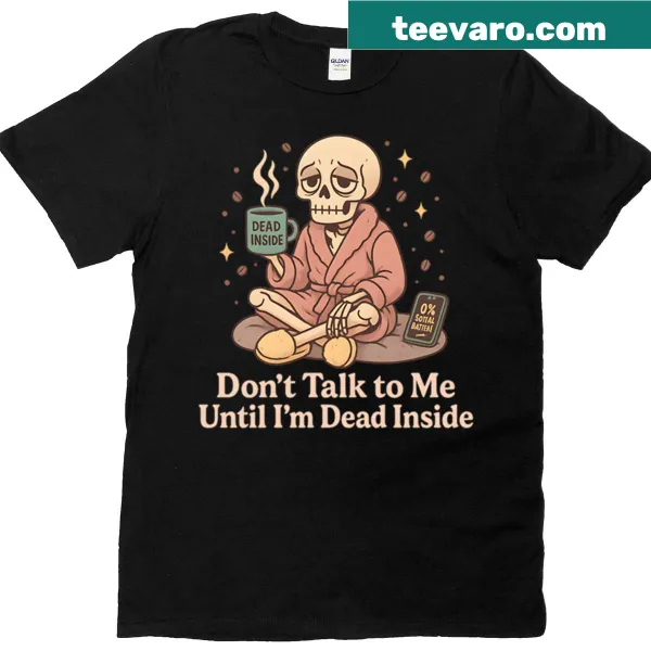 Oversized t-shirt with humorous dead inside text