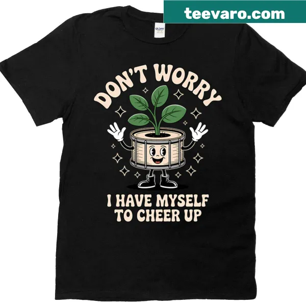 Cute self-love t-shirt with drum and plant graphic
