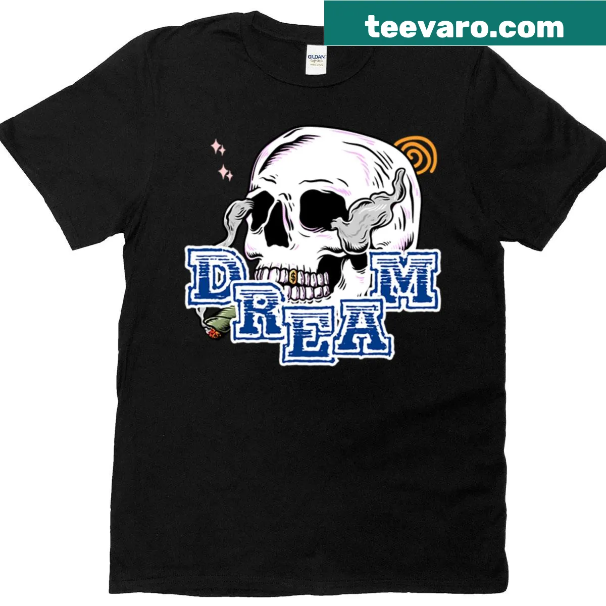 Imaginative skull t-shirt with dreamlike design — on a men's t-shirt