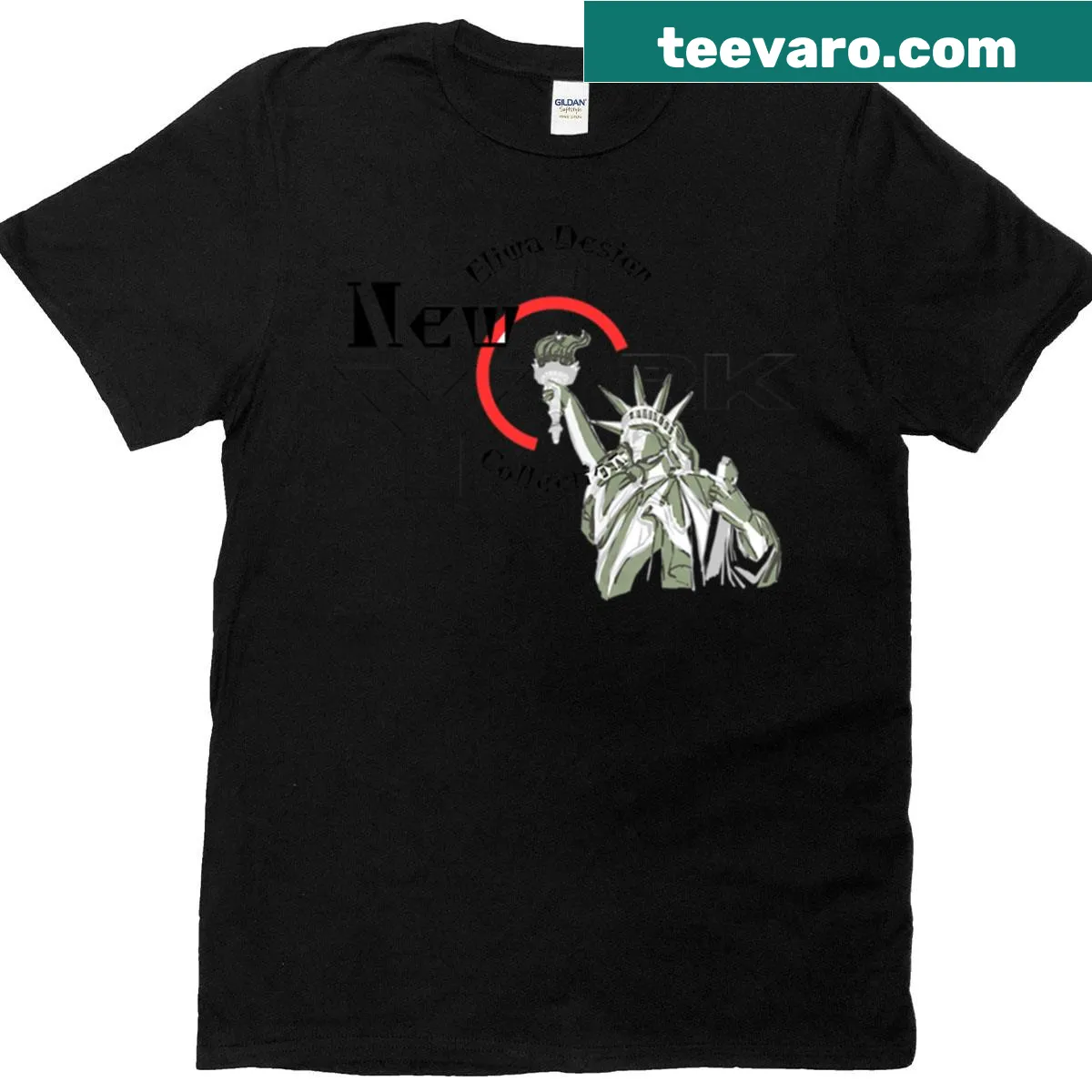 Oversized T-shirt featuring abstract typography inspired by New York — on a men's t-shirt