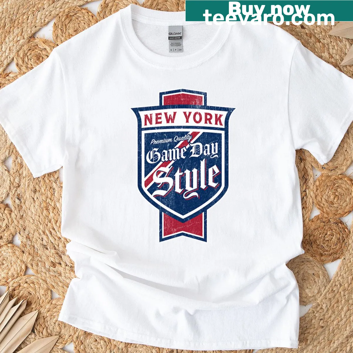 Vintage style New York beer label design on T-shirt — on a men's t-shirt