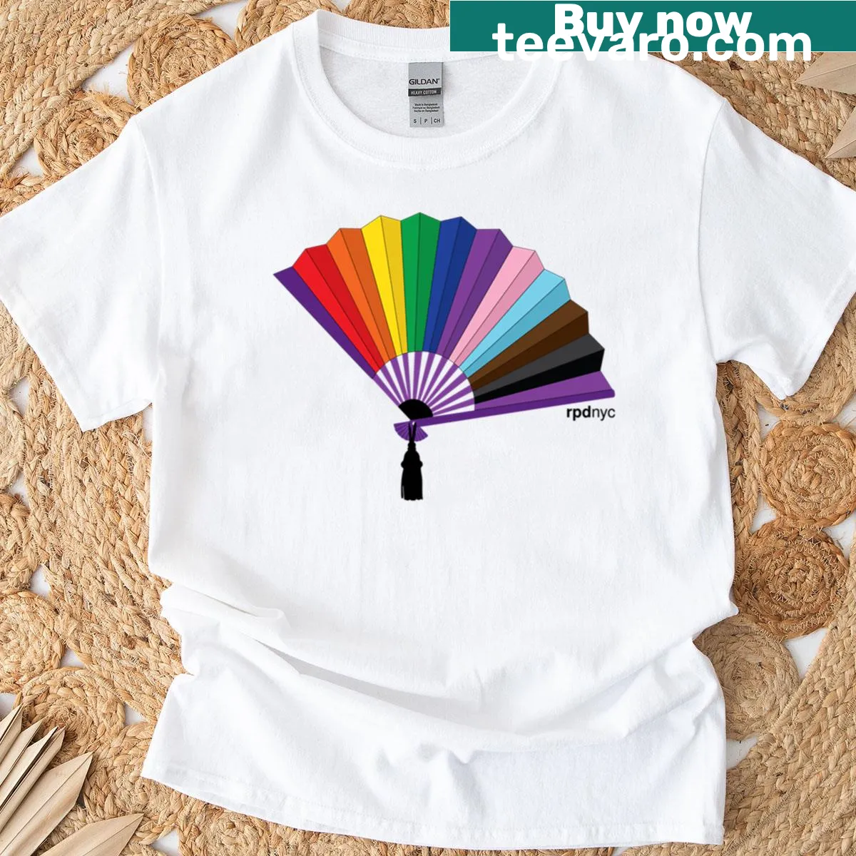 Pride celebration typography graphic T-shirt — on a men's t-shirt
