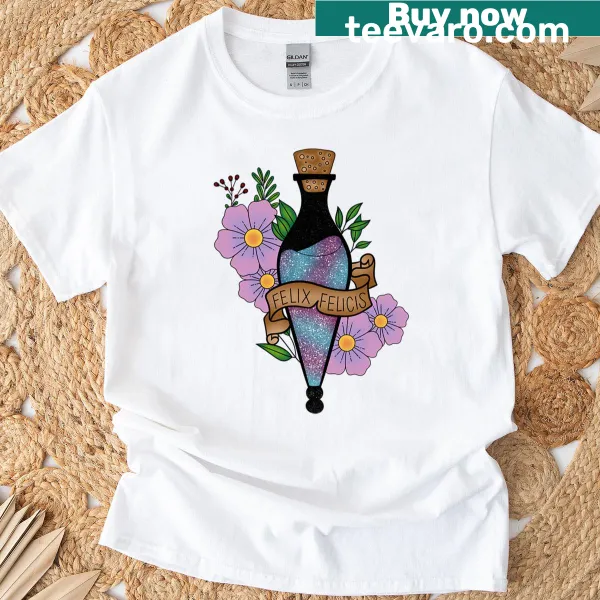 Illustration featuring Felix Felicis phrase on a t-shirt