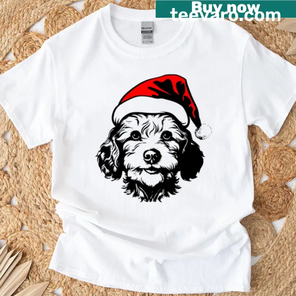 Oversized shirt featuring a festive golden retriever design.