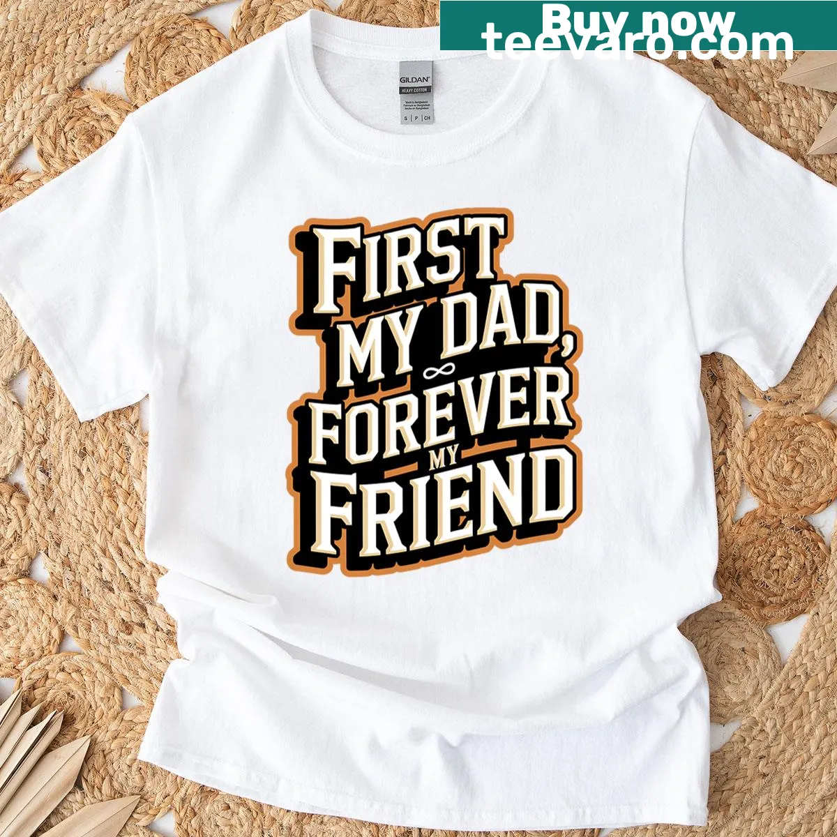 Sentimental typography t-shirt for dads expressing love and friendship. — on a men's t-shirt