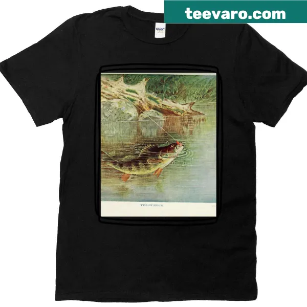 Charming fishing illustration on oversized t-shirt