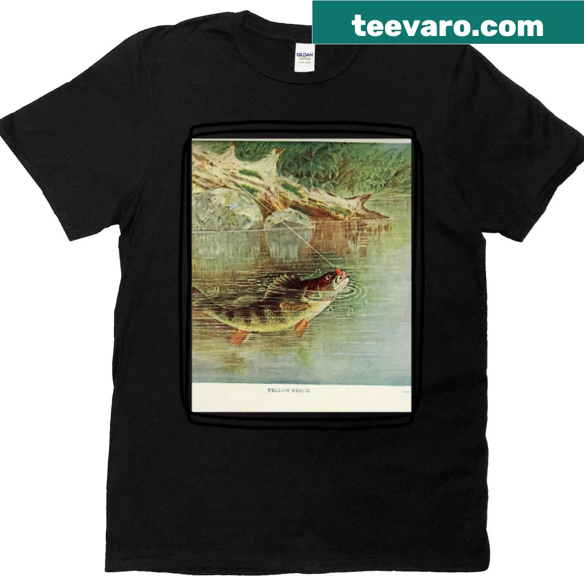 Charming fishing illustration on oversized t-shirt — on a men's t-shirt