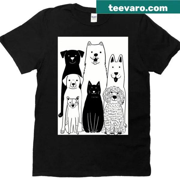 Flat vector dogs graphic on t-shirt