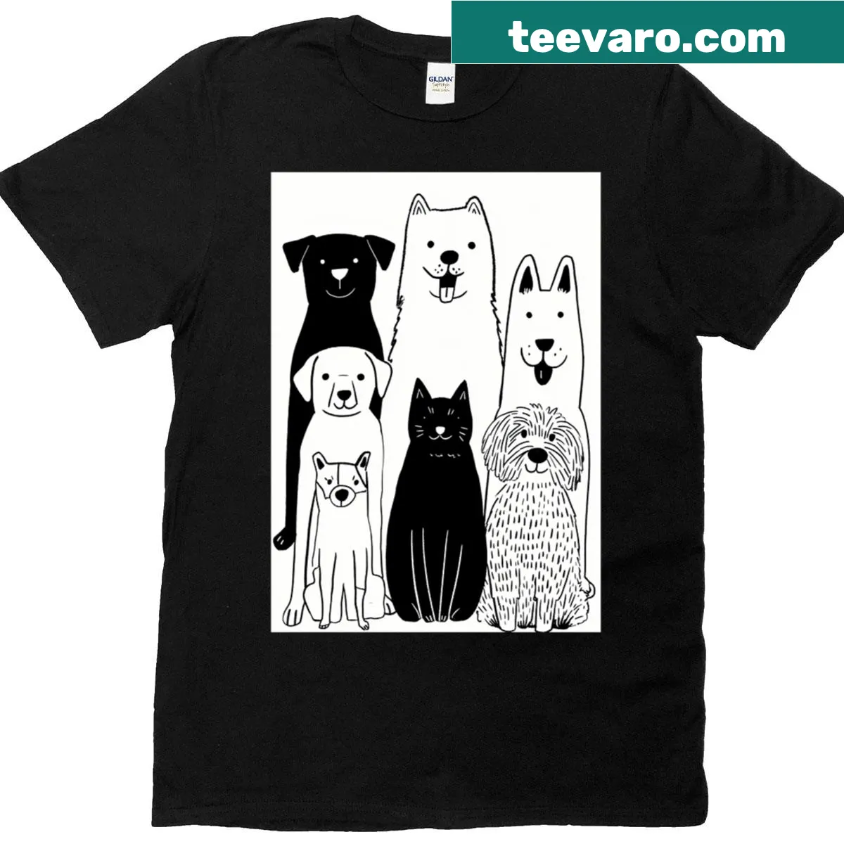 Flat vector dogs graphic on t-shirt — on a men's t-shirt
