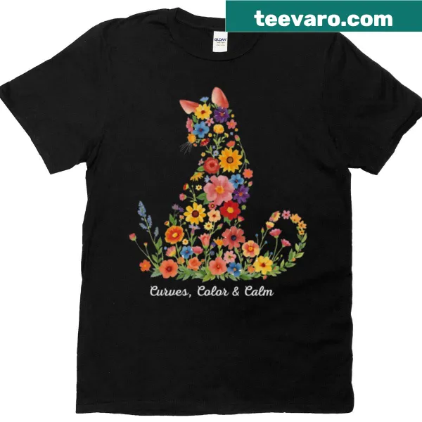 Floral cat silhouette with whimsical elements for cat lovers