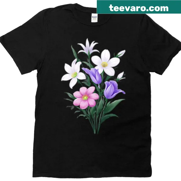 Beautiful flower illustration on t-shirt
