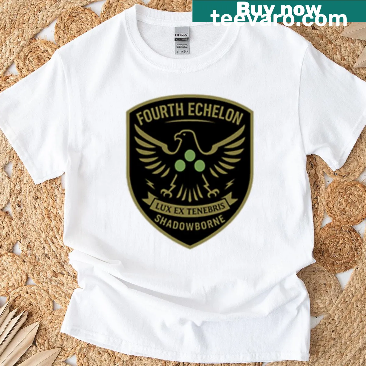 T-shirt featuring the Fourth Echelon logo design. — on a men's t-shirt