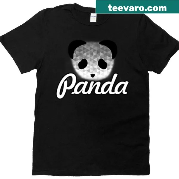 Minimalist geometric panda drawing on a t-shirt